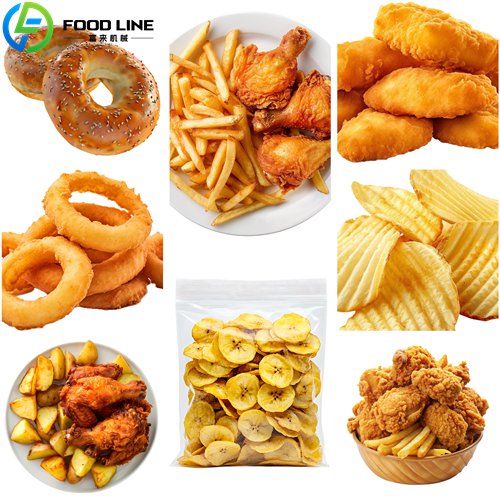 Fried poultry, Potato chips and French fries